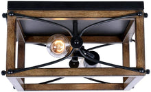Load image into Gallery viewer, Open Square 14 in. 2-Light Painted Wood with Vintage Black Flush Mount
