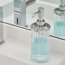 Load image into Gallery viewer, InterDesign Alston Plastic Liquid Soap Pump and Lotion Dispenser for Kitchen, Bathroom, Sink, Vanity 3.5&quot; x 3.5&quot; x 8&quot; Clear and Chrome