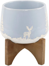 Load image into Gallery viewer, Flora Bunda 4“ Ceramic Xmas Planter on Wood Stand