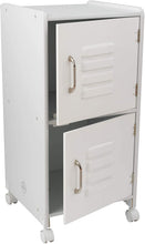 Load image into Gallery viewer, KidKraft Painted Wood Medium Storage Locker On Wheels with Two Compartments - White