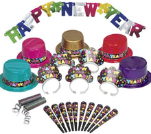 Load image into Gallery viewer, Colorful New Years Party Supplies Kit for 10