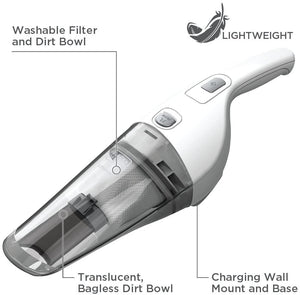 BLACK+DECKER HNV215B10 1.5 Ah Compact 7.2V Lithium Hand Vac Cordless, White