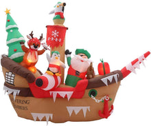 Load image into Gallery viewer, 8 Ft. Inflatable Giant Christmas Pirate Ship Scene