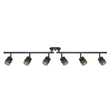 Load image into Gallery viewer, Globe Electric Bar, Finish, Champagne Glass Shades, 6X GU10 50W Bulbs Included, 59086 Kearney 6 Foldable Track Lighting, Oil Rubbed Bronze