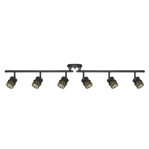 Globe Electric Bar, Finish, Champagne Glass Shades, 6X GU10 50W Bulbs Included, 59086 Kearney 6 Foldable Track Lighting, Oil Rubbed Bronze