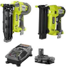Load image into Gallery viewer, Ryobi 18-Volt ONE+ AirStrike 18-Gauge Cordless Brad Nailer and 16-Gauge Cordless Finish Nailer Combo Kit