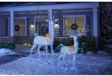 Load image into Gallery viewer, Home Accents Holiday 65 in Cool White 200-Light LED Silver Deer with Gold Bow