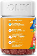 Load image into Gallery viewer, Olly Kids Immunity Gummy, Wellmune, Elderberry, Acerola Cherries, Zinc, Chewable Supplement, Cherry Berry Flavor, 25 Day Supply, Mighy Immunity (25 Day Supply), 50 Count (Pack of 1)