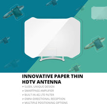 Load image into Gallery viewer, ANTOP Amplified Digital Indoor HDTV Antenna 50 Miles Range with Built-in Smart Switch Amplifier 360 Degree Reception and 10ft Cable