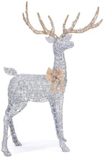 Load image into Gallery viewer, Home Accents Holiday 65 in Cool White 200-Light LED Silver Deer with Gold Bow