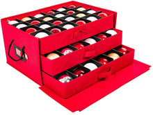 Load image into Gallery viewer, [Christmas Ornament Storage Box with Dividers] - (Holds 72 Ornaments up to 3 Inches in Diameter) | Acid-Free Removable Trays with Separators | 3 Removable Drawer Style Trays