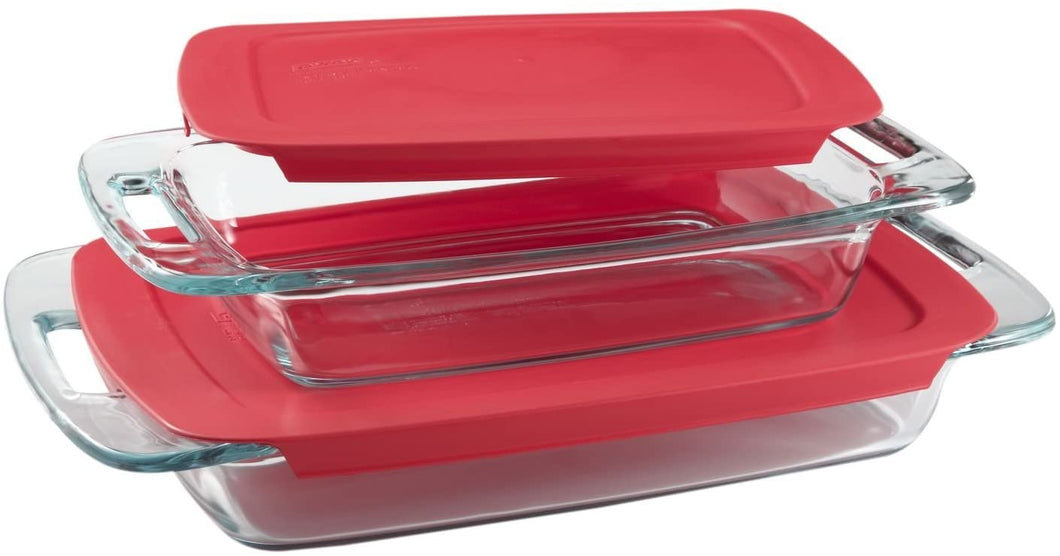 Easy Grab Oblong 4 Piece Bakeware Set Color: Red