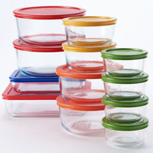 Load image into Gallery viewer, Pyrex 24 pc. Glass Storage Set with Color Lids, clear