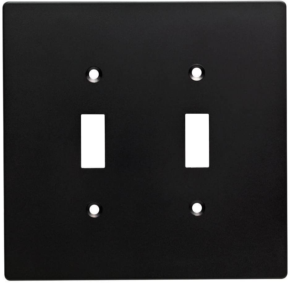 Hampton Bay Subway Tile Double Toggle Switch Wall Plate Flat - Black