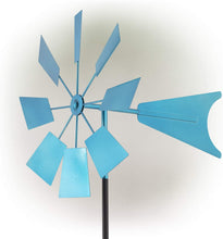 Load image into Gallery viewer, Alpine Corporation KIY102BL Metal Windmill Stake-Kinetic Spinner Outdoor Yard Art Decor, 52-Inch Tall, Blue