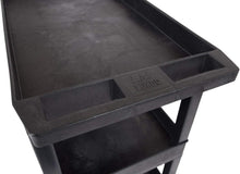 Load image into Gallery viewer, Luxor Mobile 32" x 18" Home Office Multipurpose Heavy Duty Service Utiltiy 3 Shelf Tub Storage Cart - Black