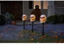 Load image into Gallery viewer, Gemmy Lightshow Flickering Skulls Halloween Pathway Markers (3-Count)