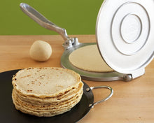 Load image into Gallery viewer, IMUSA USA MEXI-86009M Cast Aluminum Tortilla &amp; Roti Press 8-Inch, Silver