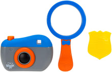 Load image into Gallery viewer, Blippi Detective Roleplay Set - Carry Case, Camera, Personalized Yellow Badge, Magnifying Glass, Activity Sheets for Ultimate Toddler and Young Child Mystery Adventure - Exclusive Content Included