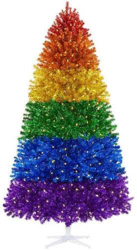 Home Accents Holiday 7.5 ft. Rainbow Color Pine LED Pre-Lit Artificial Christmas Tree with 500 SureBright Warm White Lights