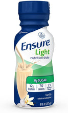 Load image into Gallery viewer, Ensure Light Nutrition Shake, 12g of high-quality protein, 0g Sugar, 2g Fat, Vanilla, 8 fl oz, 24 Count