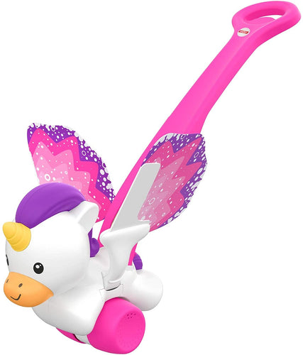 Fisher-Price Push & Flutter Unicorn, Infant Walking Toy with Sounds and Action