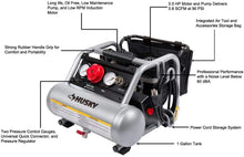 Load image into Gallery viewer, Husky 1 Gal. Portable Electric-Powered Silent Air Compressor