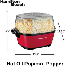 Load image into Gallery viewer, Hamilton Beach Electric Hot Oil Popcorn Popper, Healthy Snack Maker, 24 Cups, Red (73302)