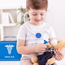 Load image into Gallery viewer, Doctor Kit for Kids Playset (10 pcs) | Dr. Maple&#39;s Wooden Wonders Pretend Play Wood Toy Doctor Kit | Doctor, Nurse &amp; Vet Play Medical Bag for Toddlers | Includes Medicine, Ointment, Tools &amp; Med Chart