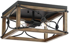 Load image into Gallery viewer, Open Square 14 in. 2-Light Painted Wood with Vintage Black Flush Mount