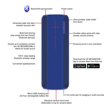 Load image into Gallery viewer, Ultimate Ears MEGABOOM Electric Blue Wireless Mobile Bluetooth Speaker Waterproof and Shockproof (2015)
