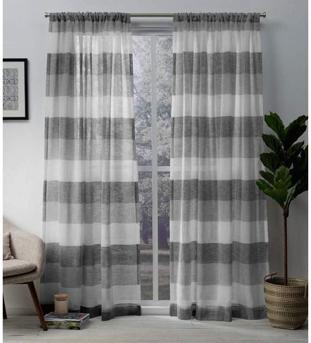 Exclusive Home Bern Stripe Sheer Rod Pocket Curtain Panel Pair