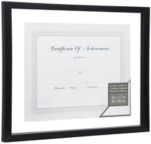 Load image into Gallery viewer, Gallery Solutions 11x14 Document Frame for Floating Display of 8.5x11 Document or Image, Black