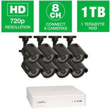 Load image into Gallery viewer, Q-See 8 Channel DVR 8-720P HD Bullet Cameras 1TB HDD QTH8-8Z3-1