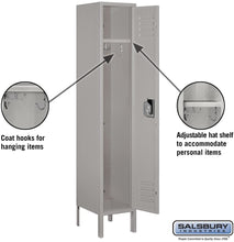 Load image into Gallery viewer, Salsbury Industries 61152GY-U Single Tier 12-Inch Wide 5-Feet High 12-Inch Deep Unassembled Standard Metal Locker, Gray