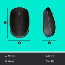 Load image into Gallery viewer, Logitech M170 2. 4GHz Wireless 3-Button Optical Scroll Mouse W/Nano USB Receiver (Black)
