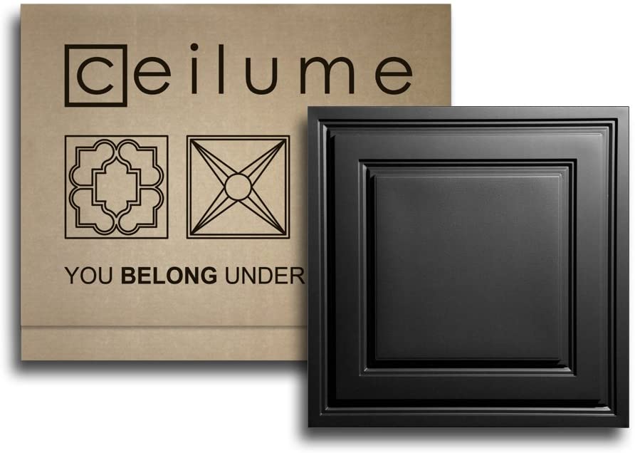 Ceilume 10 pc Stratford Ultra-Thin Feather-Light 2x2 Lay in Ceiling Tiles - for Use in 1