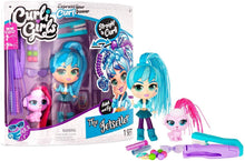 Load image into Gallery viewer, Basic Fun CurliGirls Adeli, The Jetsetter &amp; Fiji, her Dog - Deluxe Hairstyling Doll with MagiCurl Hair - Style Again and Again - Ages 3+