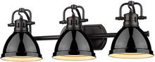 Load image into Gallery viewer, Golden Lighting 3602-BA3 BLK-BK Duncan Bath Fixture, Matte Black with Black Shades