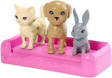 Load image into Gallery viewer, Barbie Play 'n Wash Pets Playset with Brunette Barbie Doll, 3 Color-Change Animals (A Puppy, Kitten and Bunny) and 10 Pet and Grooming Accessories, Gift for 3 to 7 Year Olds