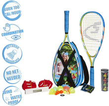 Load image into Gallery viewer, Speedminton S700 Set - Original Speed Badminton/crossminton All-Round Set That Includes 2 Rackets, 5 Speeder Tube, Easy Court, Bag, Blue