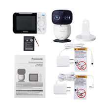 Load image into Gallery viewer, Panasonic Video Baby Monitor with Remote Pan/Tilt/Zoom, Wide-Angle Lens, Extra Long Audio/Video Range, 2 Way Talk and Lullaby or White Noises - KX-HN3001W (White)