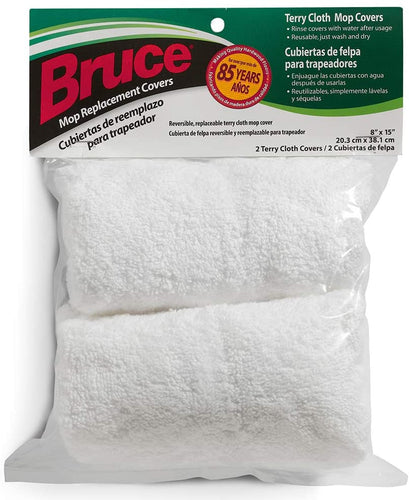 Bruce 2 Reusable Replacement Terry Cloth Mop Covers for Mop Head Size 8