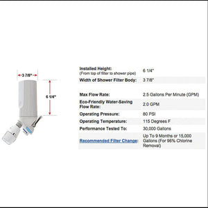 Pelican Water PSF-1NH 3-Stage Premium Shower Filter Without Head, White