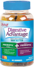 Load image into Gallery viewer, Schiff Schiff Digestive Advantage prebiotic Fiber Plus Daily probiotic Gummies 48 Count, Blue, 48 Count