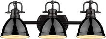 Load image into Gallery viewer, Golden Lighting 3602-BA3 BLK-BK Duncan Bath Fixture, Matte Black with Black Shades