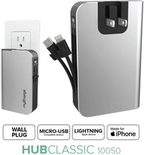 Load image into Gallery viewer, myCharge HubMini Portable ChargerExternal Battery Pack Power Bank Built-in Lightning Cable and Micro-USB Cable for Cell Phones