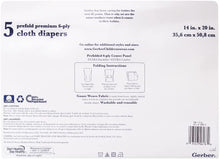 Load image into Gallery viewer, Gerber Prefold Premium 6-Ply Cloth Diapers, 5-Pack