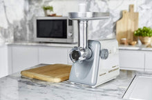 Load image into Gallery viewer, Panasonic Meat Grinder, Electric Heavy Duty with Sausage Stuffer and Kubbe Maker Attachments, Precision Japanese Technology, Multifunctional Tabletop, 1, White