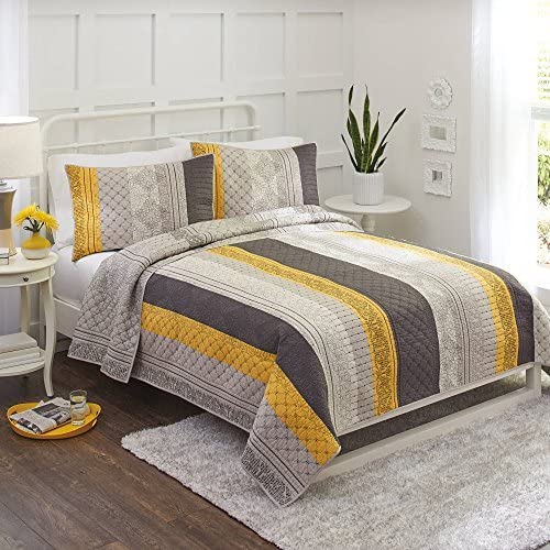 Better Homes and Gardens Imperial Lattice Yellow Grey Pieced Sham